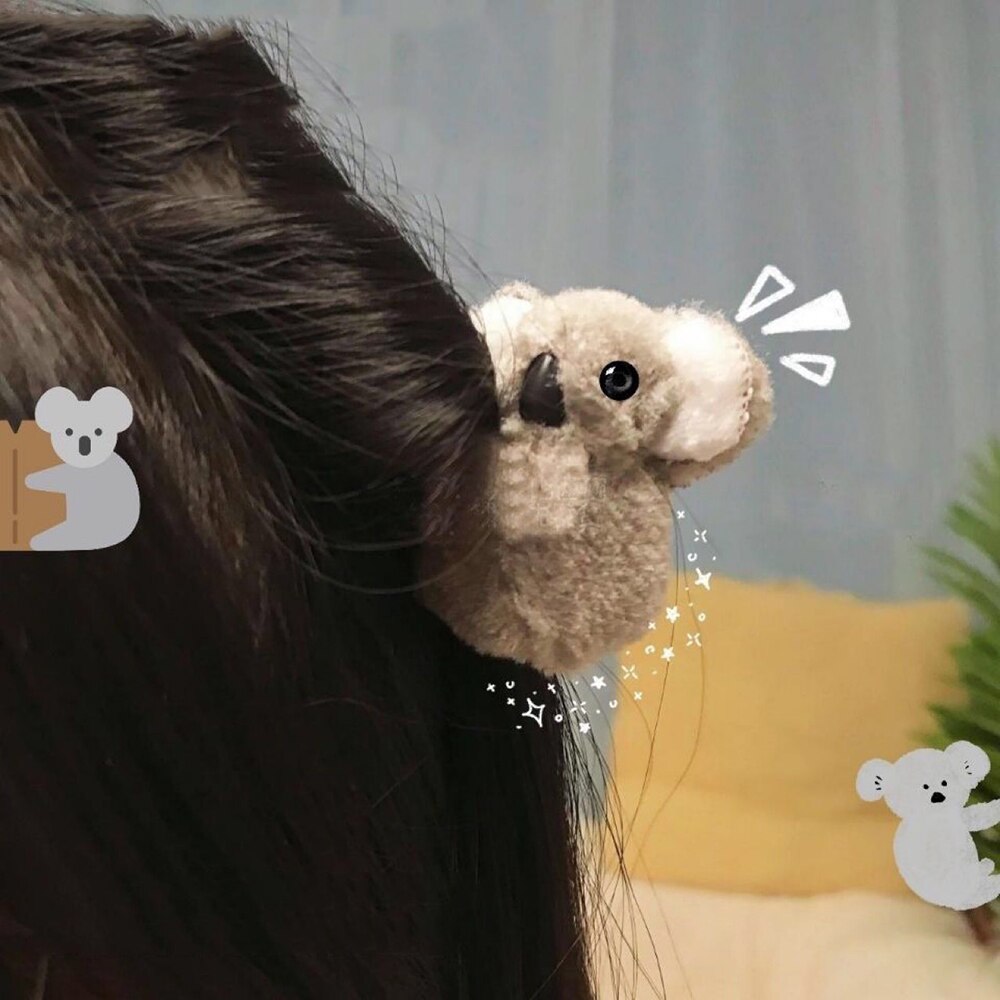 1PC Cartoon 3D Plush Koala Hairpin Hair Clip Cute Photograph Hair Accessories for Women Bag Accessories