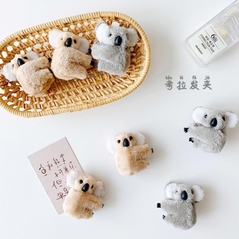 1PC Cartoon 3D Plush Koala Hairpin Hair Clip Cute Photograph Hair Accessories for Women Bag Accessories
