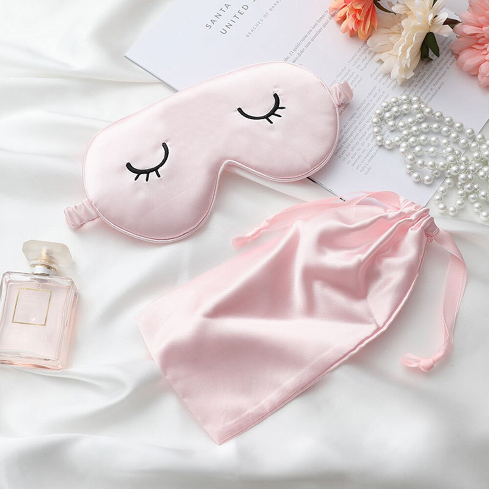 Silk Sleeping Eye Mask For Women Men Elastic Band Cute Sleep Eye Night Cover Mask Bandage Antifaz Para Dormir Travel Blindfold