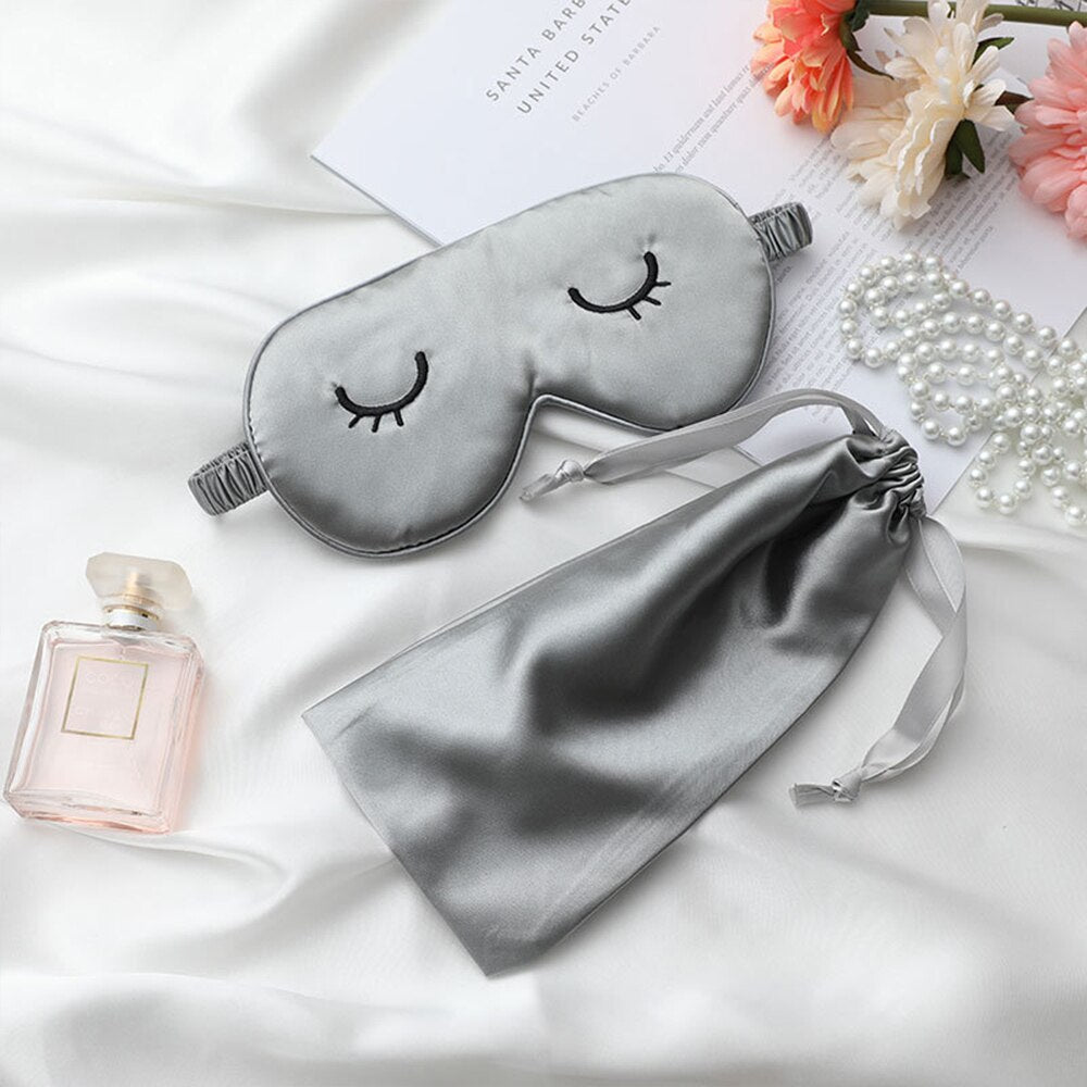 Silk Sleeping Eye Mask For Women Men Elastic Band Cute Sleep Eye Night Cover Mask Bandage Antifaz Para Dormir Travel Blindfold