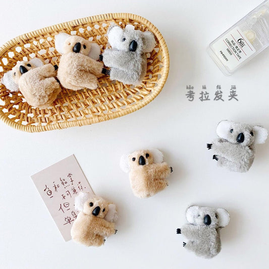 1PC Cartoon 3D Plush Koala Hairpin Hair Clip Cute Photograph Hair Accessories for Women Bag Accessories